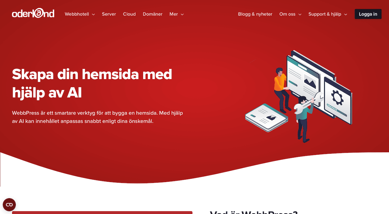 Oderland webbhotell med AI