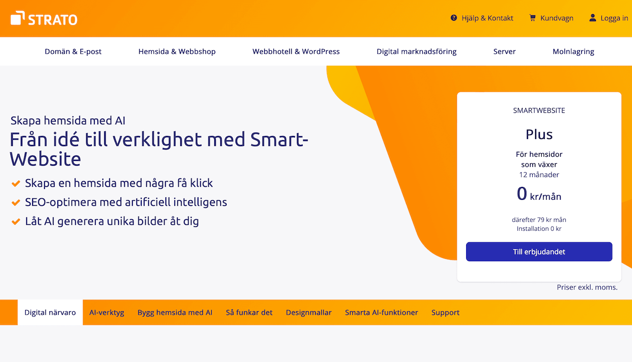 strato webbhotell med AI