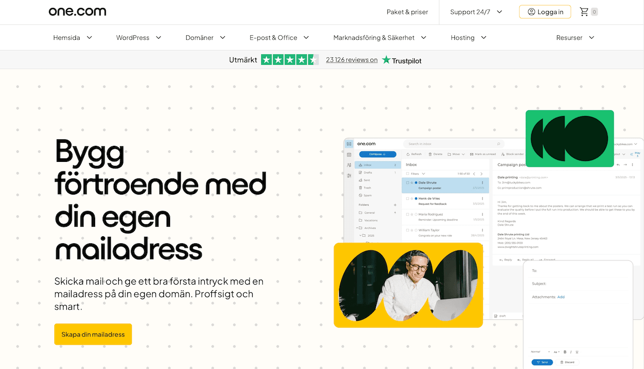 One.com e-post med domän