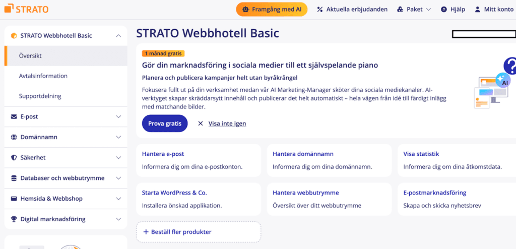Strato kontrollpanel