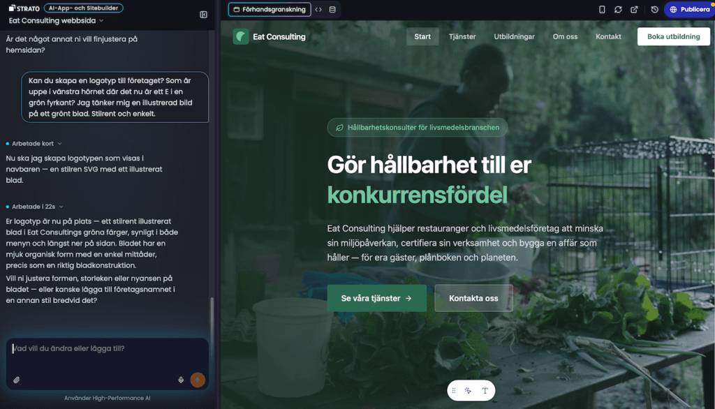 Strato AI app- och sitebuilder – skapa logotyp