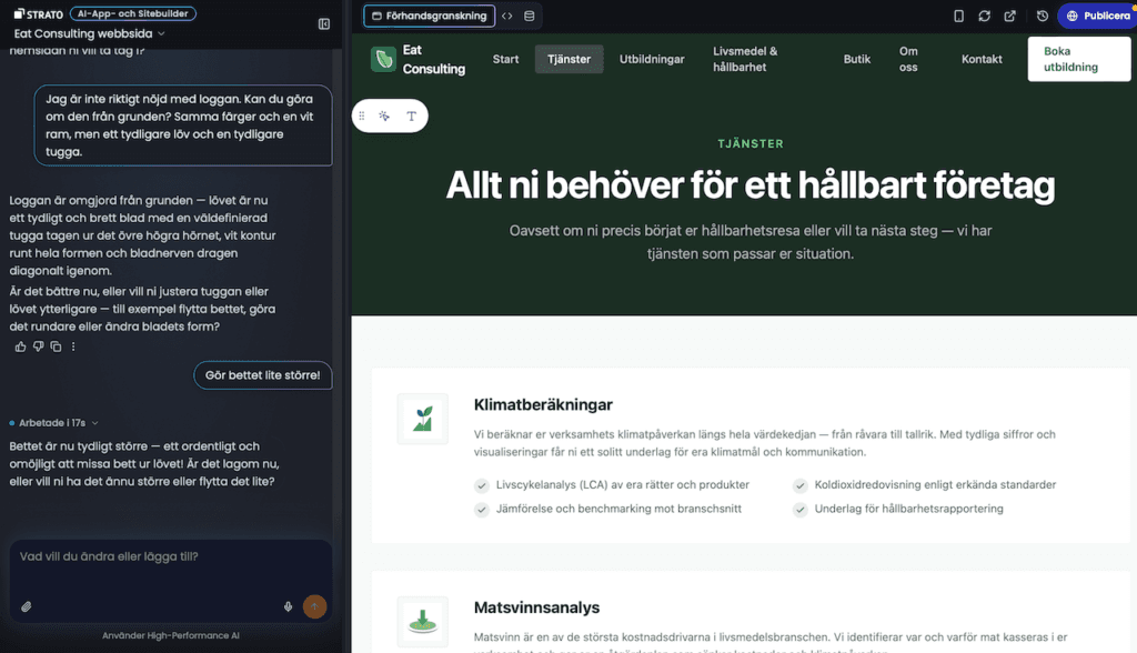 Strato AI app- och sitebuilder – skapa logotyp