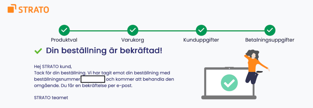 Strato bekräftad beställning