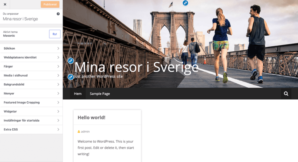 WordPress-temat Masonic är installerat på Strato webbhotell