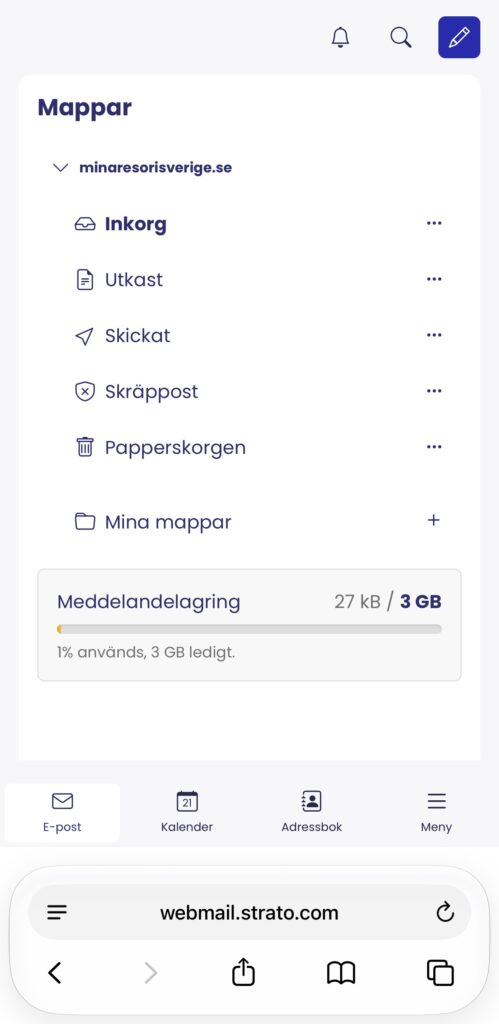 Strato webmail på mobilen