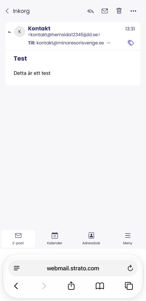 Strato webmail på mobilen